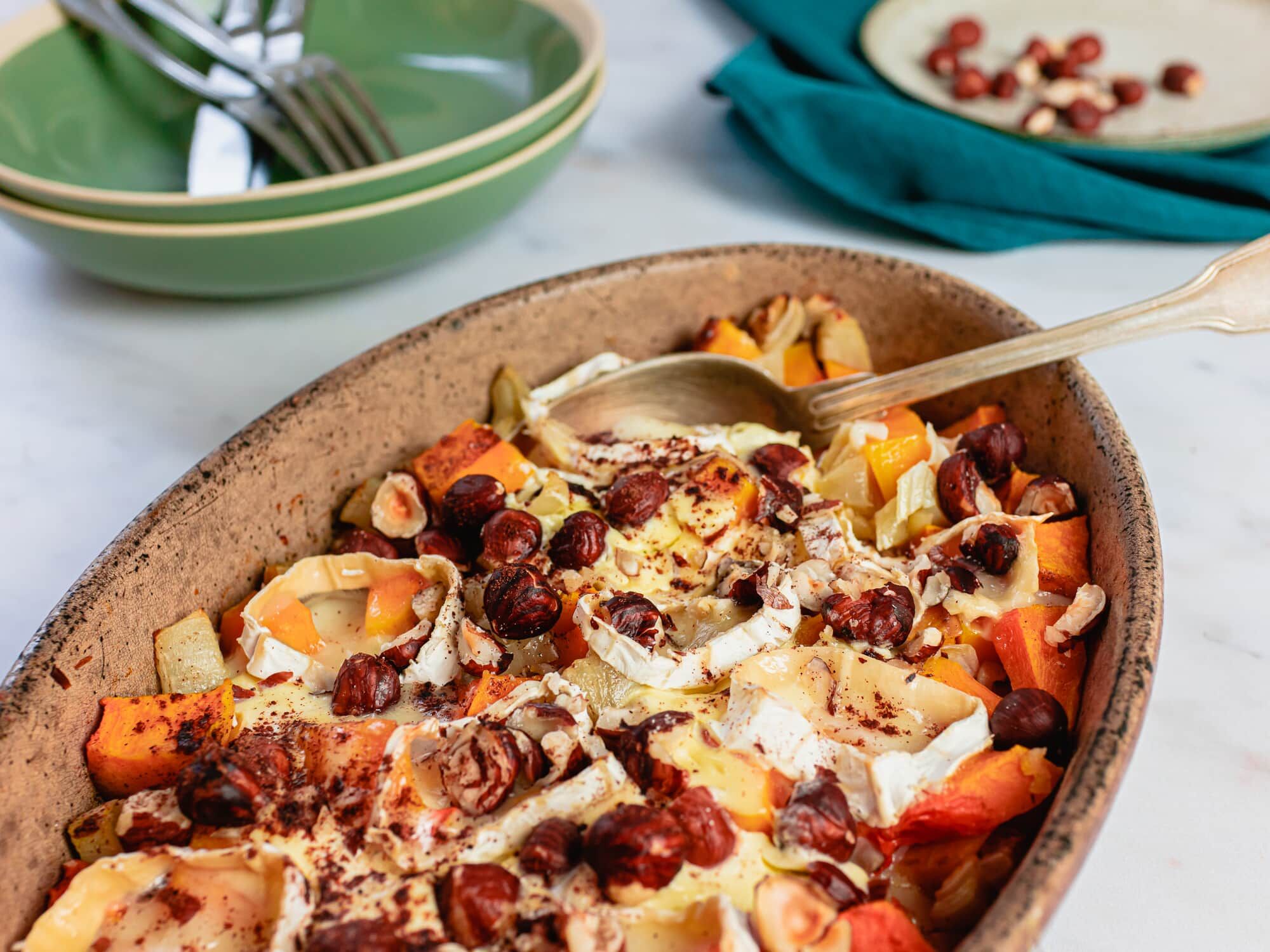 Gratin de patate douce aux oignons et au fromage de chèvre